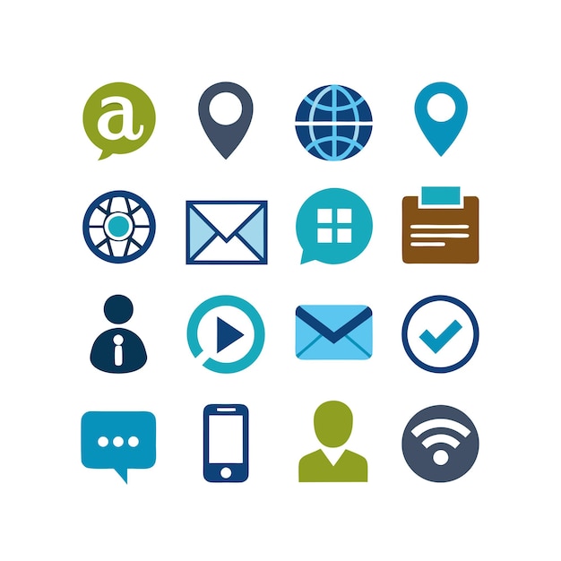 Colección de conjuntos de iconos de contacto para sitios web y aplicaciones móviles
