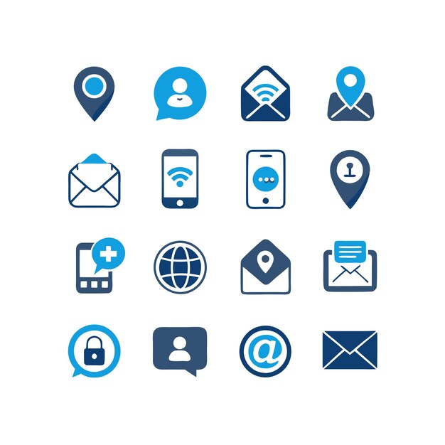 Colección de conjuntos de iconos de contacto para sitios web y aplicaciones móviles