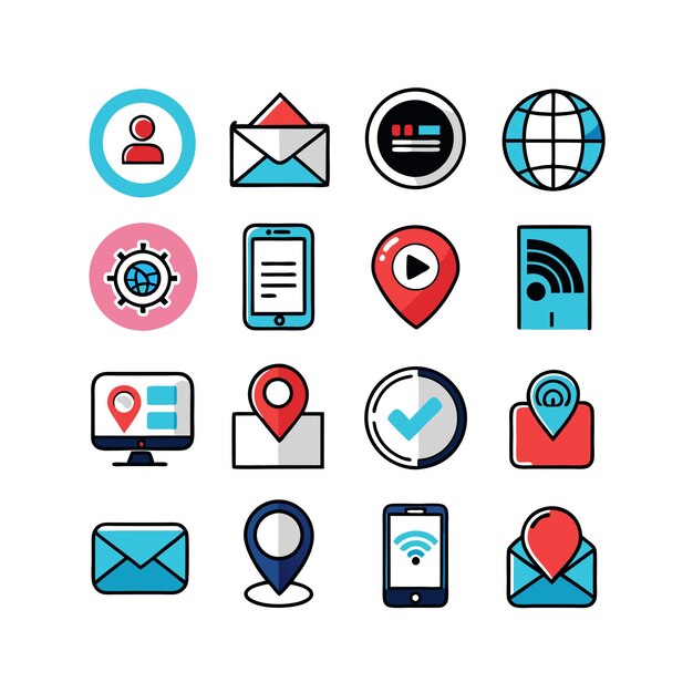 Colección de conjuntos de iconos de contacto para sitios web y aplicaciones móviles