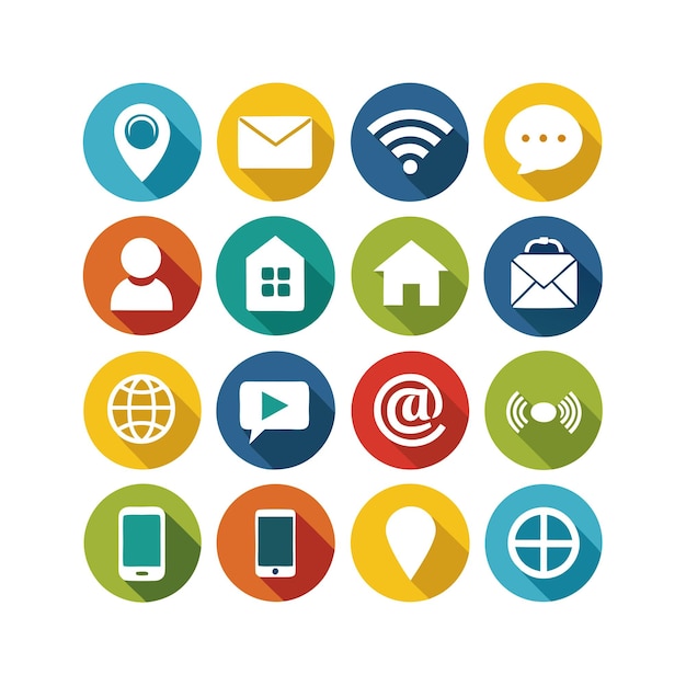 Colección de conjuntos de iconos de contacto para sitios web y aplicaciones móviles