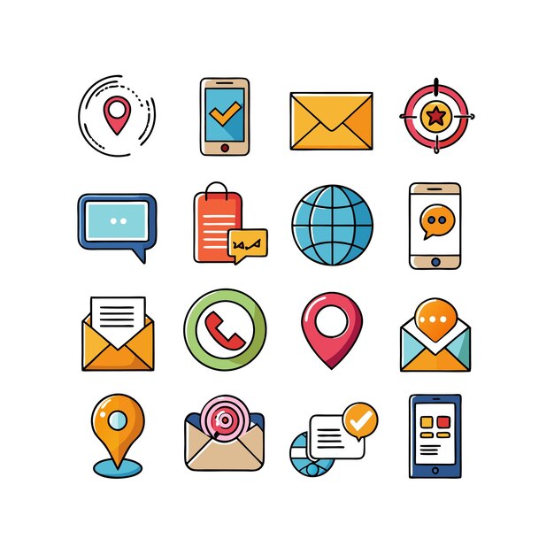 Colección de conjuntos de iconos de contacto para sitios web y aplicaciones móviles