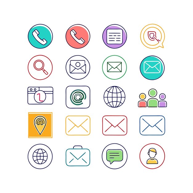 Colección de conjuntos de iconos de contacto para sitios web y aplicaciones móviles