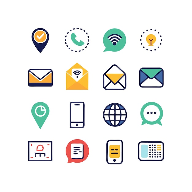 Colección de conjuntos de iconos de contacto para sitios web y aplicaciones móviles