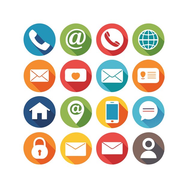 Colección de conjuntos de iconos de contacto para sitios web y aplicaciones móviles