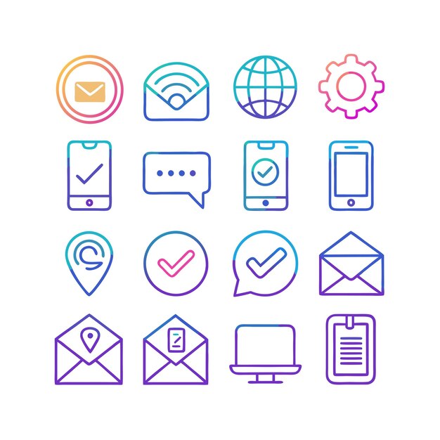 Colección de conjuntos de iconos de contacto para sitios web y aplicaciones móviles