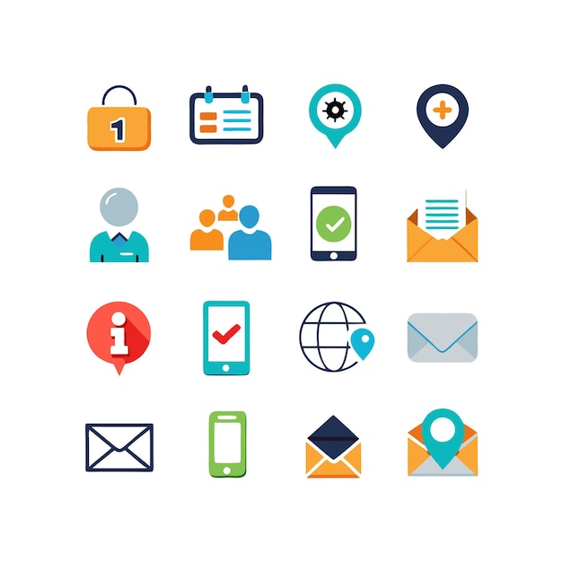 Colección de conjuntos de iconos de contacto para sitios web y aplicaciones móviles