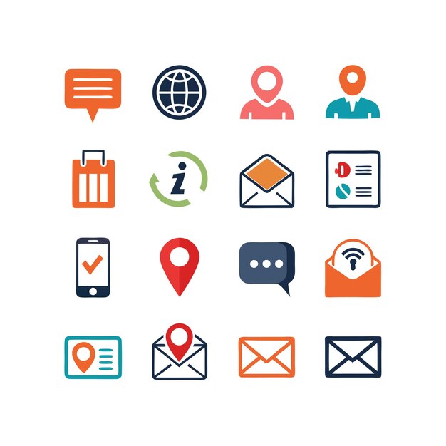 Colección de conjuntos de iconos de contacto para sitios web y aplicaciones móviles