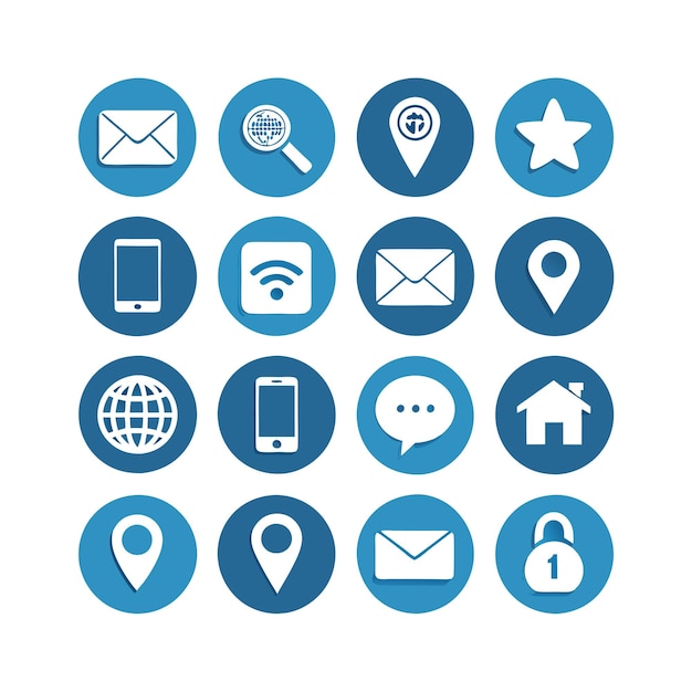 Colección de conjuntos de iconos de contacto para sitios web y aplicaciones móviles
