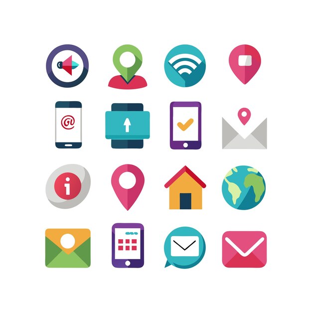 Colección de conjuntos de iconos de contacto para sitios web y aplicaciones móviles