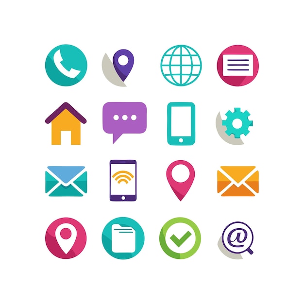 Colección de conjuntos de iconos de contacto para sitios web y aplicaciones móviles