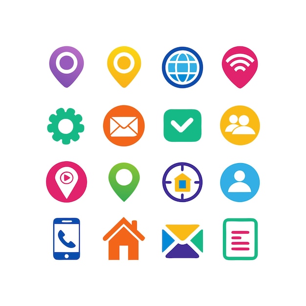Colección de conjuntos de iconos de contacto para sitios web y aplicaciones móviles