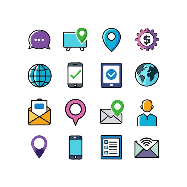 Colección de conjuntos de iconos de contacto para sitios web y aplicaciones móviles