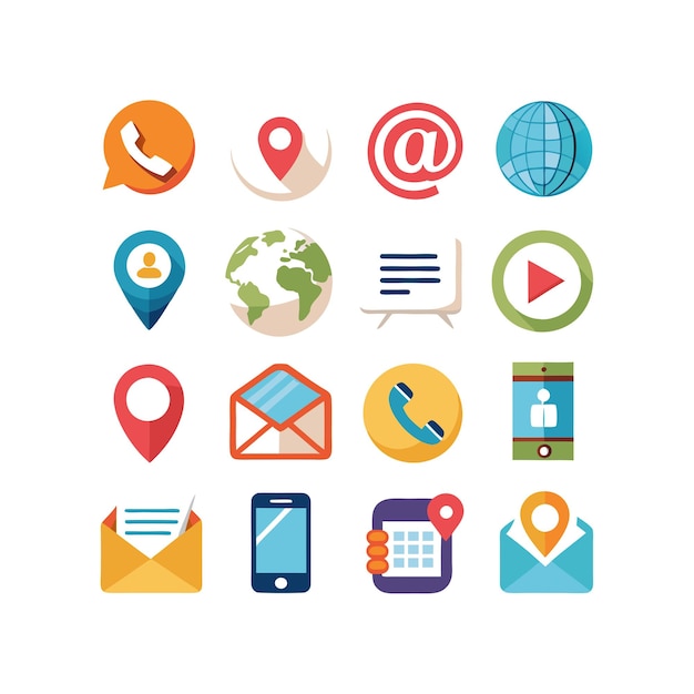 Colección de conjuntos de iconos de contacto para sitios web y aplicaciones móviles