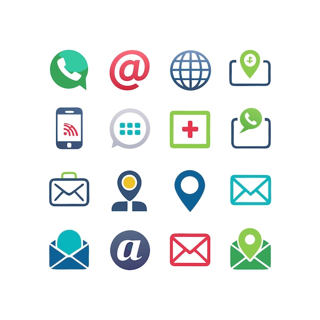 Colección de conjuntos de iconos de contacto para sitios web y aplicaciones móviles