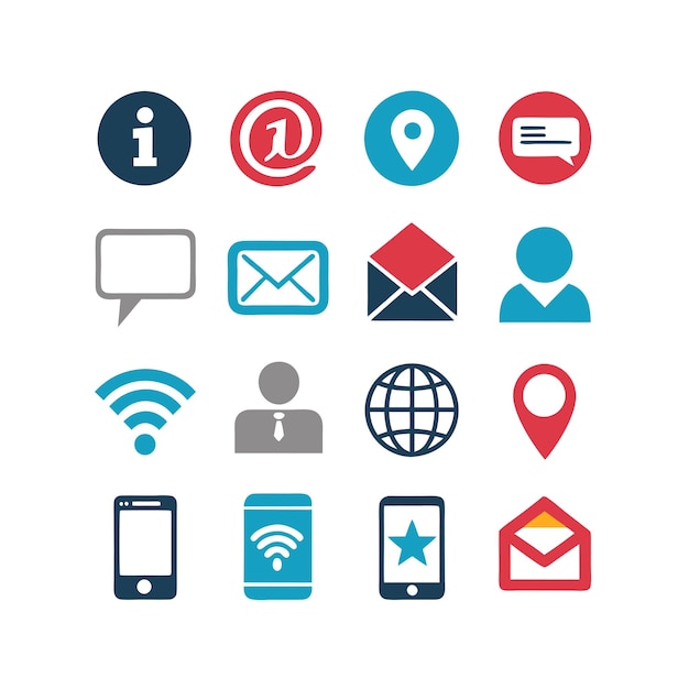 Colección de conjuntos de iconos de contacto para sitios web y aplicaciones móviles
