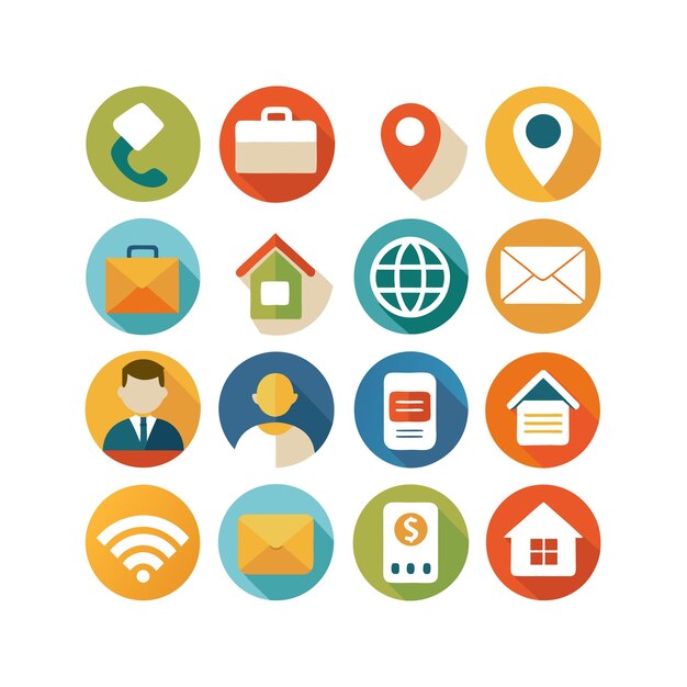 Colección de conjuntos de iconos de contacto para sitios web y aplicaciones móviles