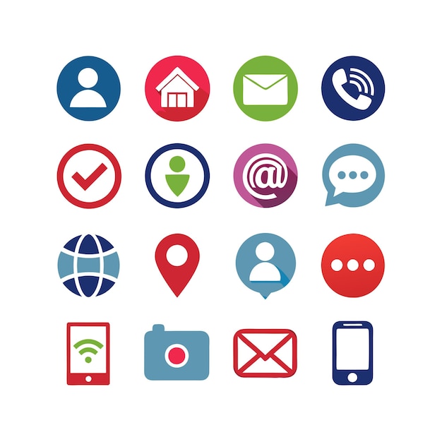 Colección de conjuntos de iconos de contacto para sitios web y aplicaciones móviles