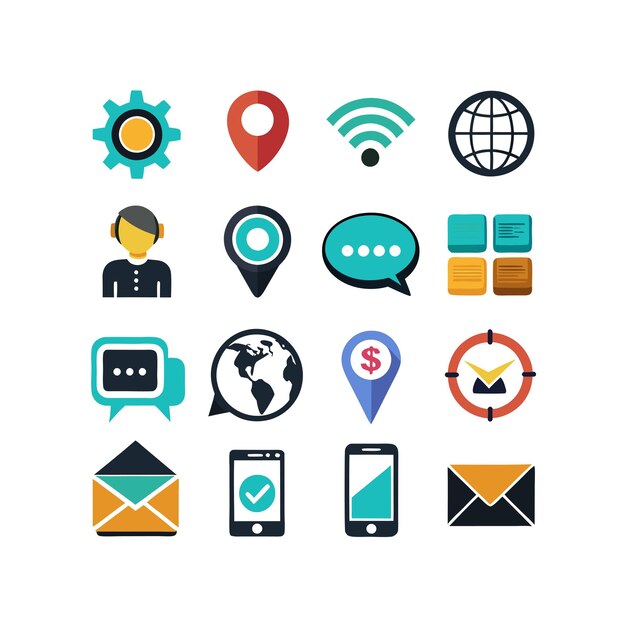 Colección de conjuntos de iconos de contacto para sitios web y aplicaciones móviles