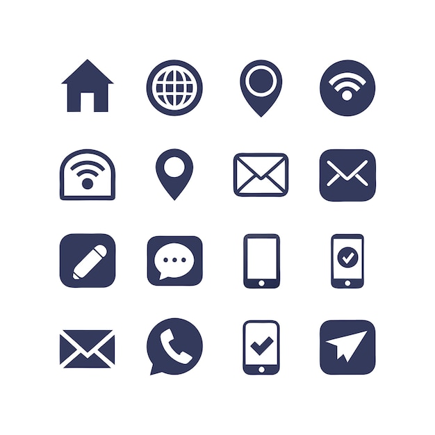 Colección de conjuntos de iconos de contacto para sitios web y aplicaciones móviles