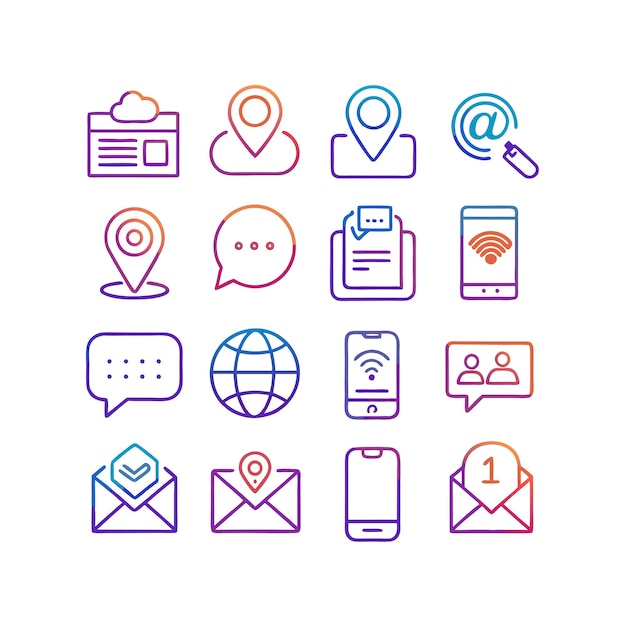 Colección de conjuntos de iconos de contacto para sitios web y aplicaciones móviles