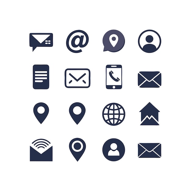 Colección de conjuntos de iconos de contacto para sitios web y aplicaciones móviles