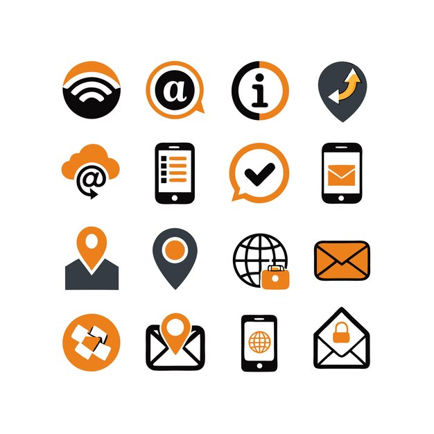 Colección de conjuntos de iconos de contacto para sitios web y aplicaciones móviles