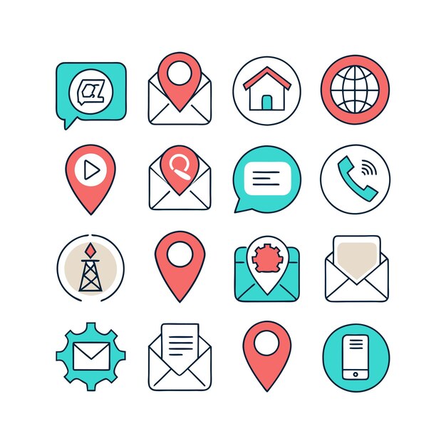 Colección de conjuntos de iconos de contacto para sitios web y aplicaciones móviles