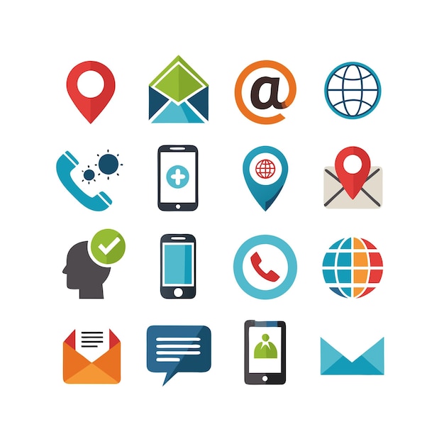 Colección de conjuntos de iconos de contacto para sitios web y aplicaciones móviles