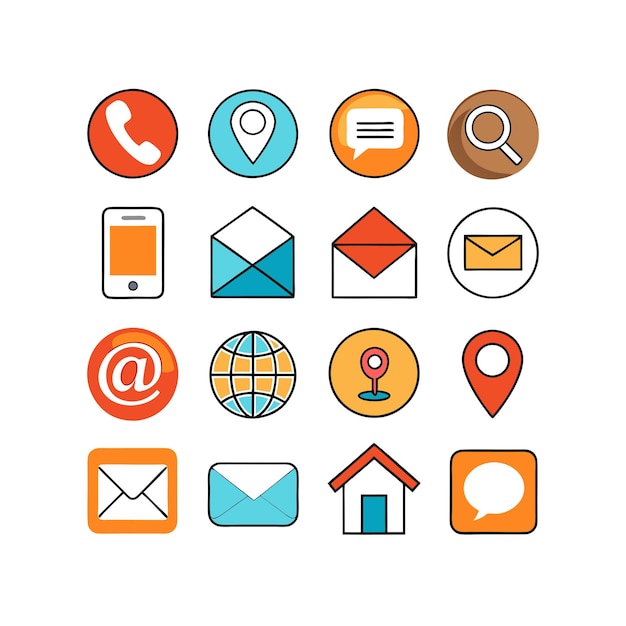 Colección de conjuntos de iconos de contacto para sitios web y aplicaciones móviles