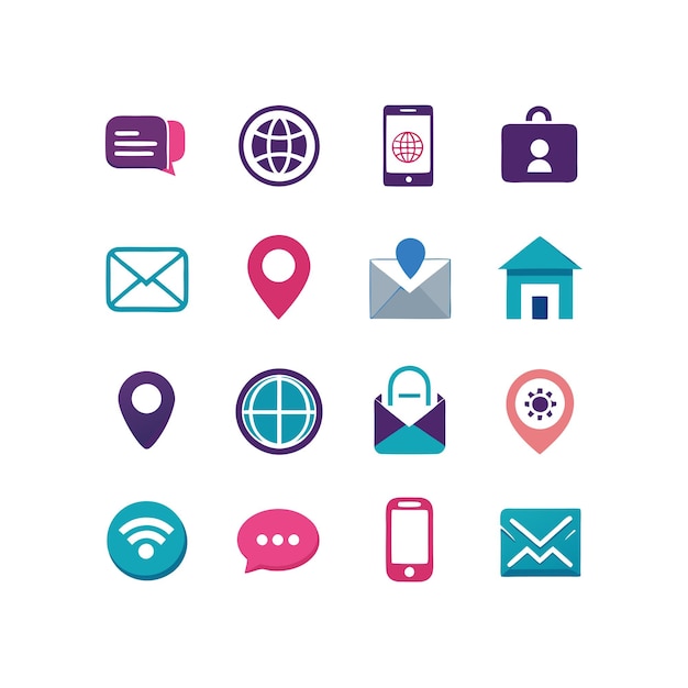 Colección de conjuntos de iconos de contacto para sitios web y aplicaciones móviles