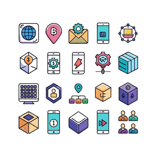 Colección de conjuntos de iconos de contacto para sitios web y aplicaciones móviles