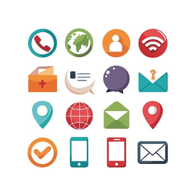 Colección de conjuntos de iconos de contacto para sitios web y aplicaciones móviles