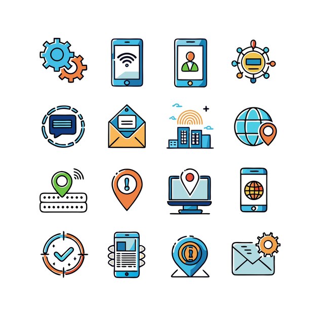 Colección de conjuntos de iconos de contacto para sitios web y aplicaciones móviles