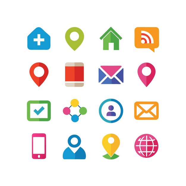 Colección de conjuntos de iconos de contacto para sitios web y aplicaciones móviles