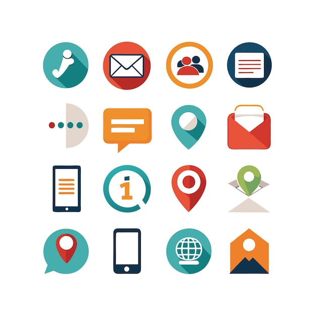 Colección de conjuntos de iconos de contacto para sitios web y aplicaciones móviles