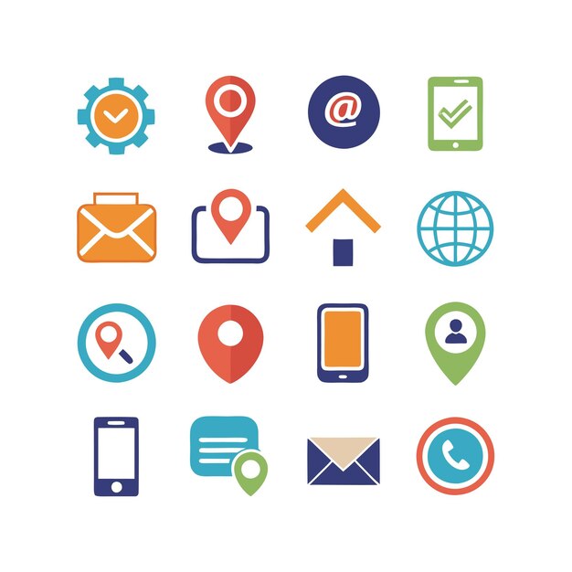 Colección de conjuntos de iconos de contacto para sitios web y aplicaciones móviles
