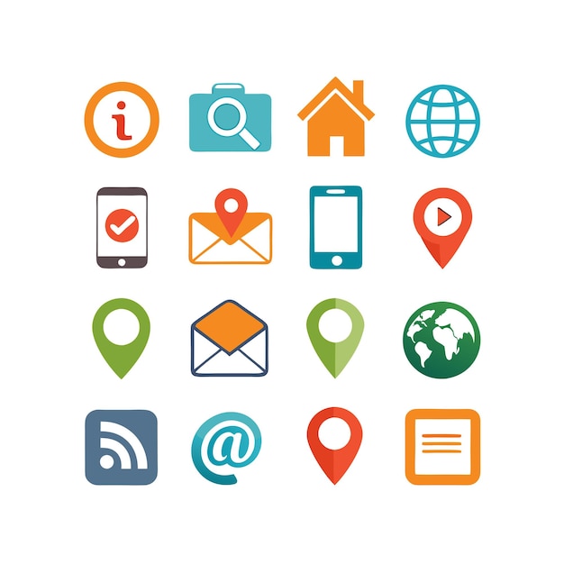 Colección de conjuntos de iconos de contacto para sitios web y aplicaciones móviles