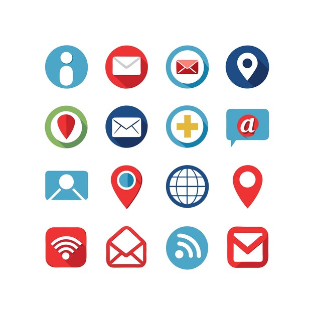 Colección de conjuntos de iconos de contacto para sitios web y aplicaciones móviles