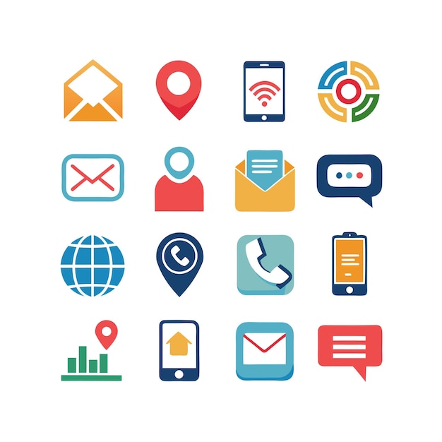 Colección de conjuntos de iconos de contacto para sitios web y aplicaciones móviles