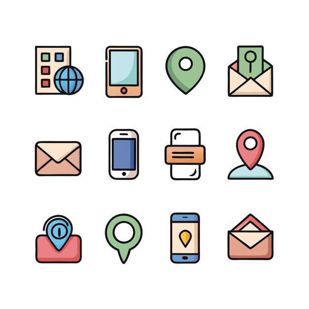 Colección de conjuntos de iconos de contacto para sitios web y aplicaciones móviles