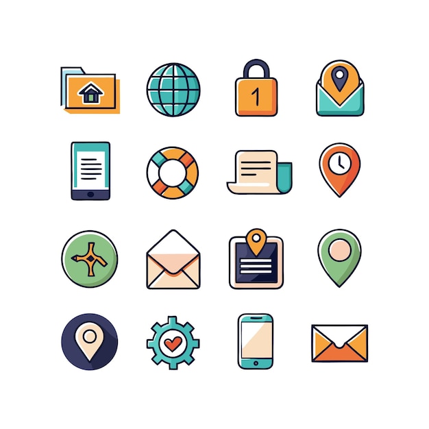 Colección de conjuntos de iconos de contacto para sitios web y aplicaciones móviles