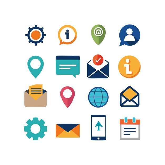 Colección de conjuntos de iconos de contacto para sitios web y aplicaciones móviles