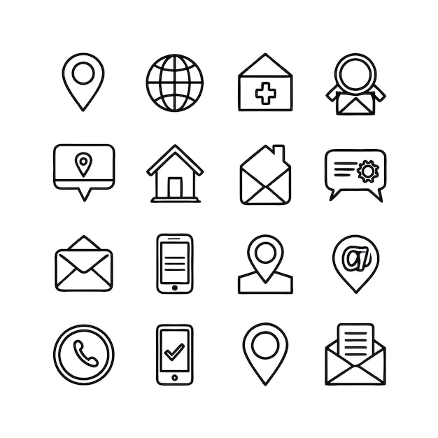 Colección de conjuntos de iconos de contacto para sitios web y aplicaciones móviles