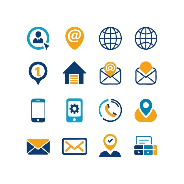 Colección de conjuntos de iconos de contacto para sitios web y aplicaciones móviles