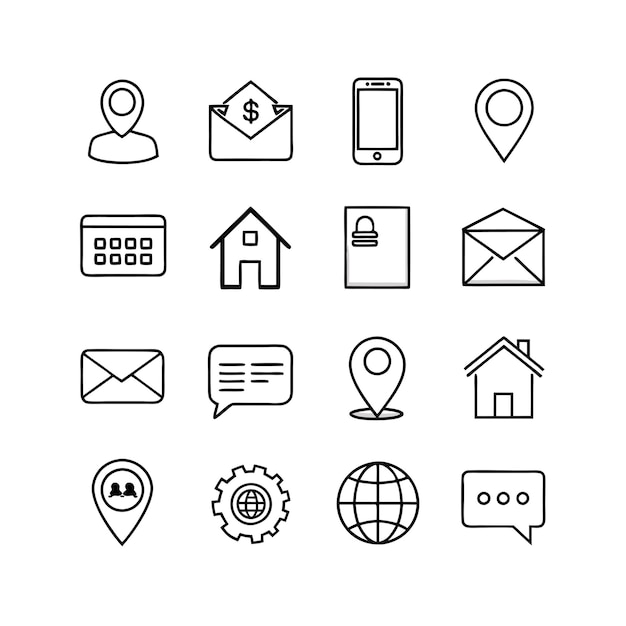 Colección de conjuntos de iconos de contacto para sitios web y aplicaciones móviles