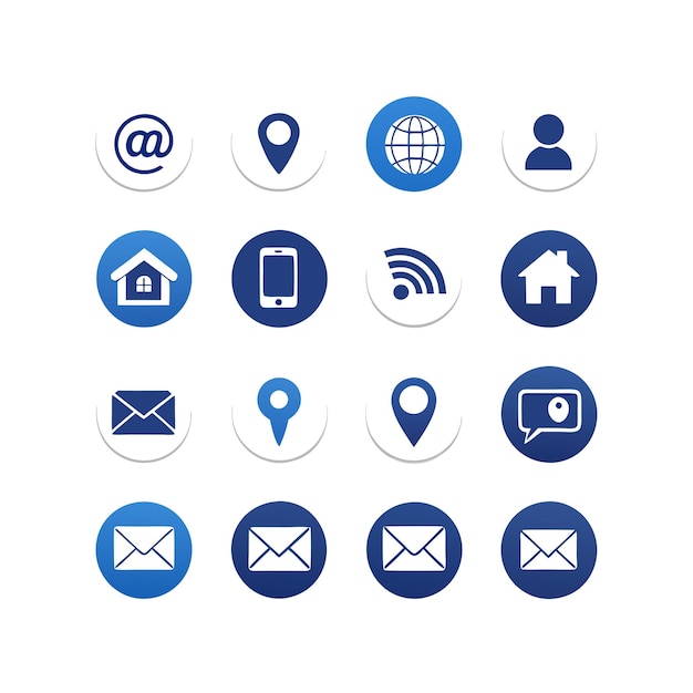 Colección de conjuntos de iconos de contacto para sitios web y aplicaciones móviles