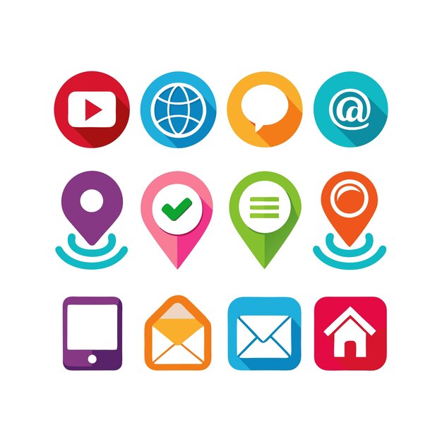 Colección de conjuntos de iconos de contacto para sitios web y aplicaciones móviles