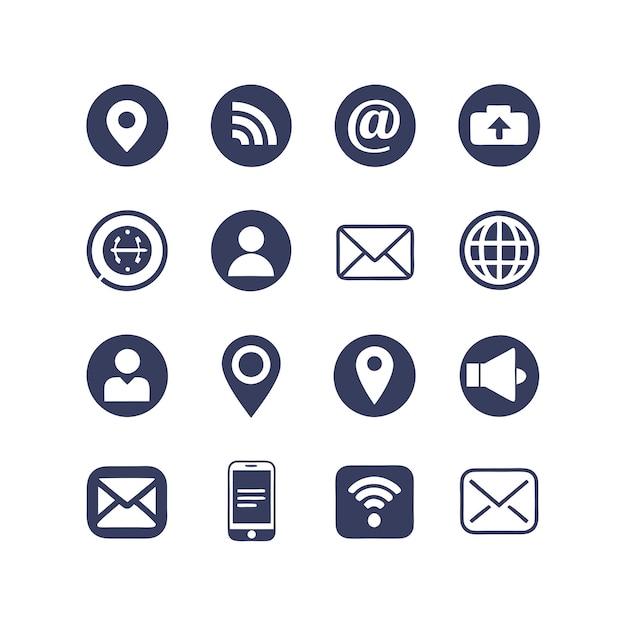 Colección de conjuntos de iconos de contacto para sitios web y aplicaciones móviles