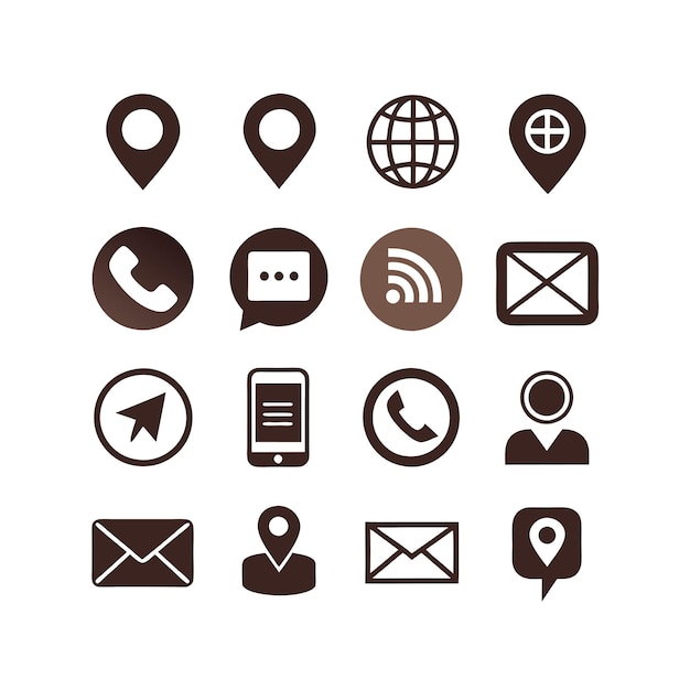 Colección de conjuntos de iconos de contacto para sitios web y aplicaciones móviles