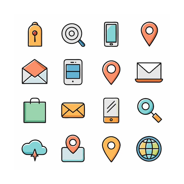 Colección de conjuntos de iconos de contacto para sitios web y aplicaciones móviles
